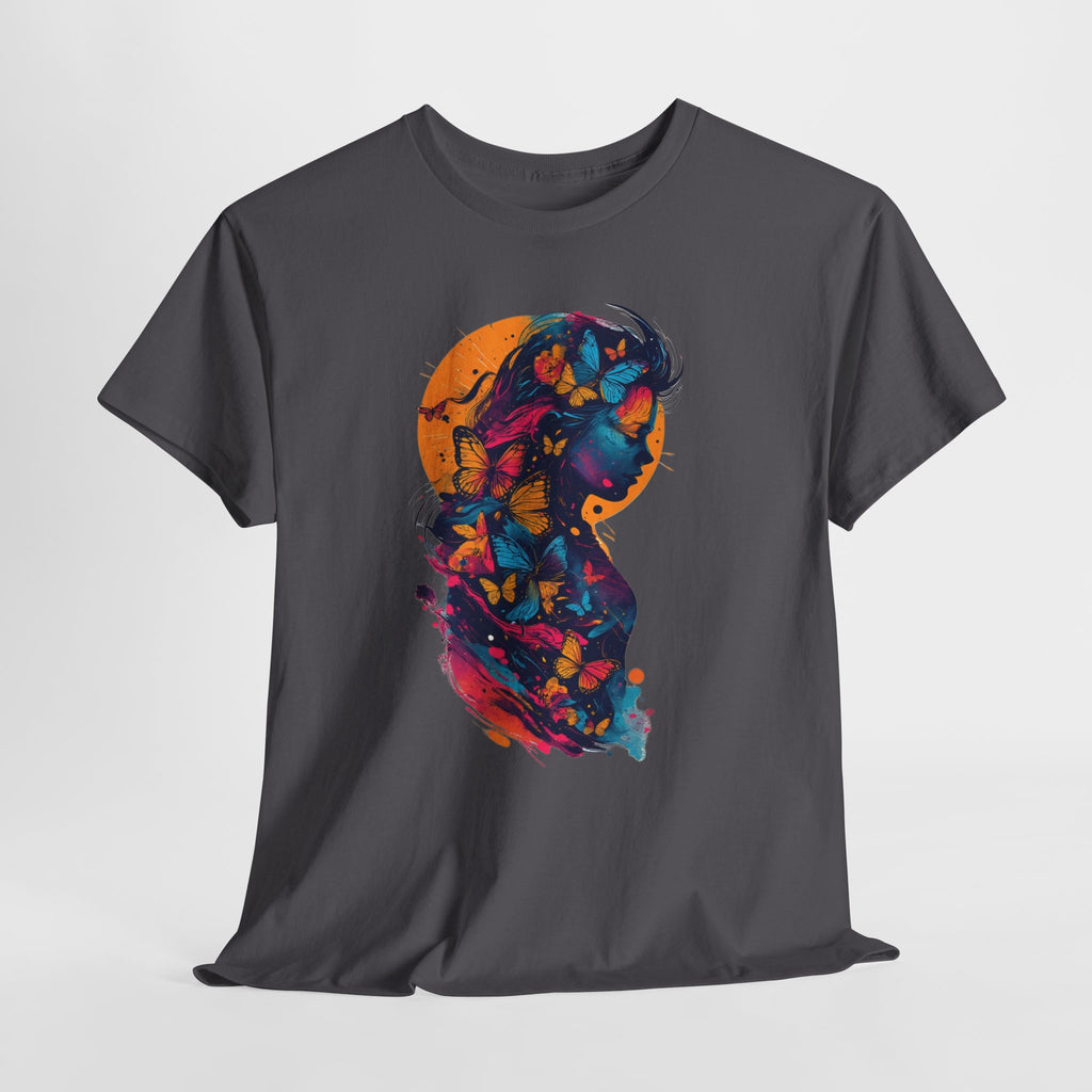 Butterfly Silhouette Graphic Tee — Colorful Maternity Profile Design