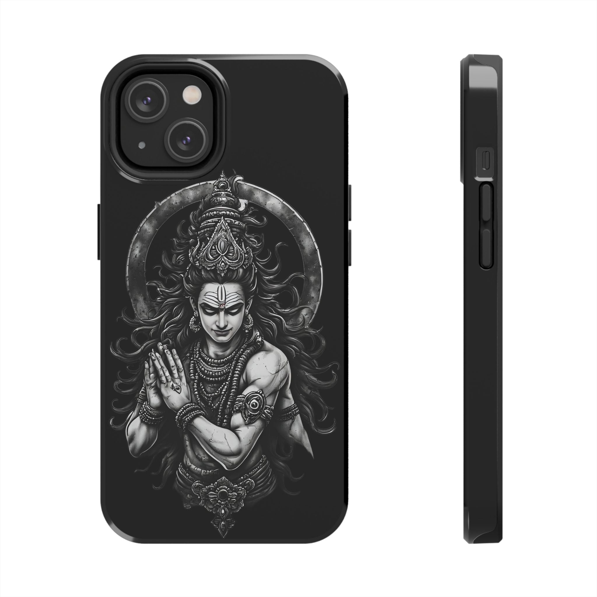 Shiva Tough Phone Case — Black Protective Hindu Deity Design