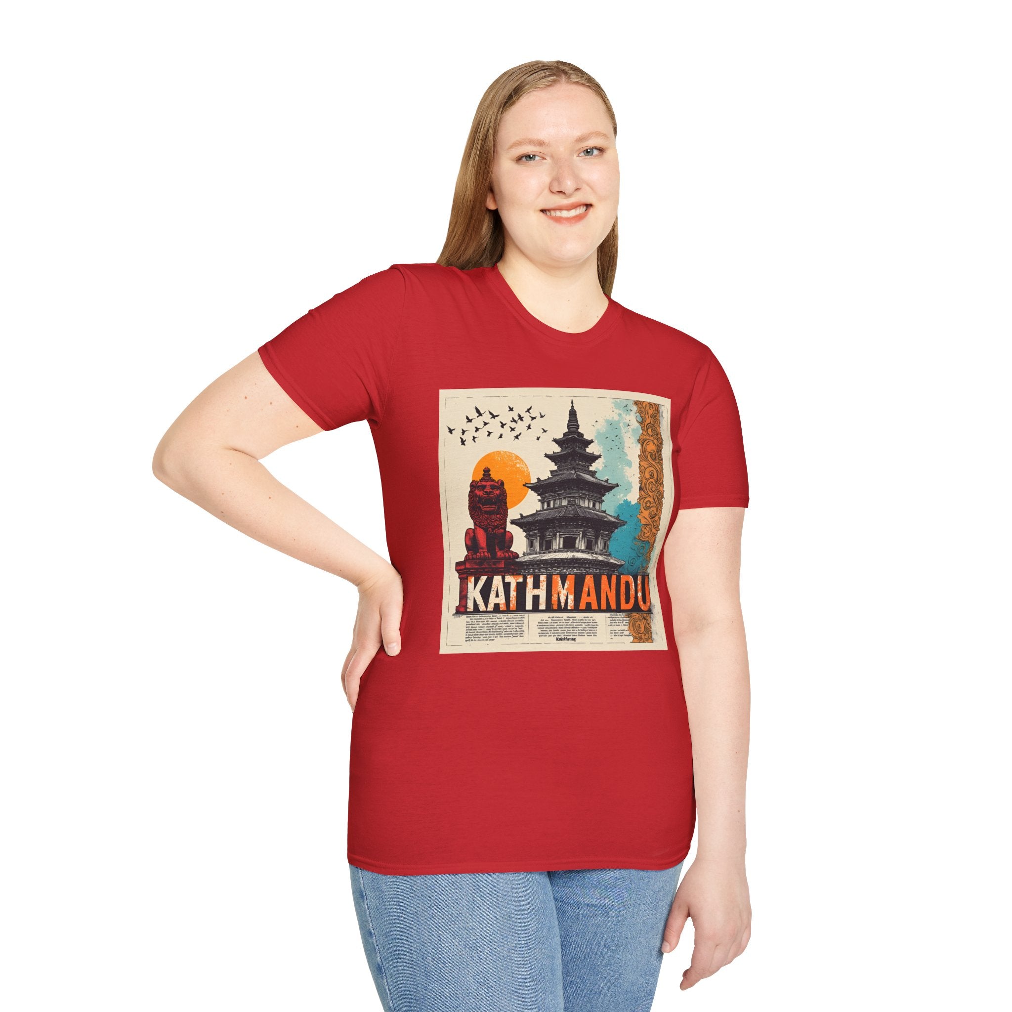 Kathmandu Vintage Travel T-Shirt – Retro Nepal Skyline Graphic Tee, Cultural Tourism Design