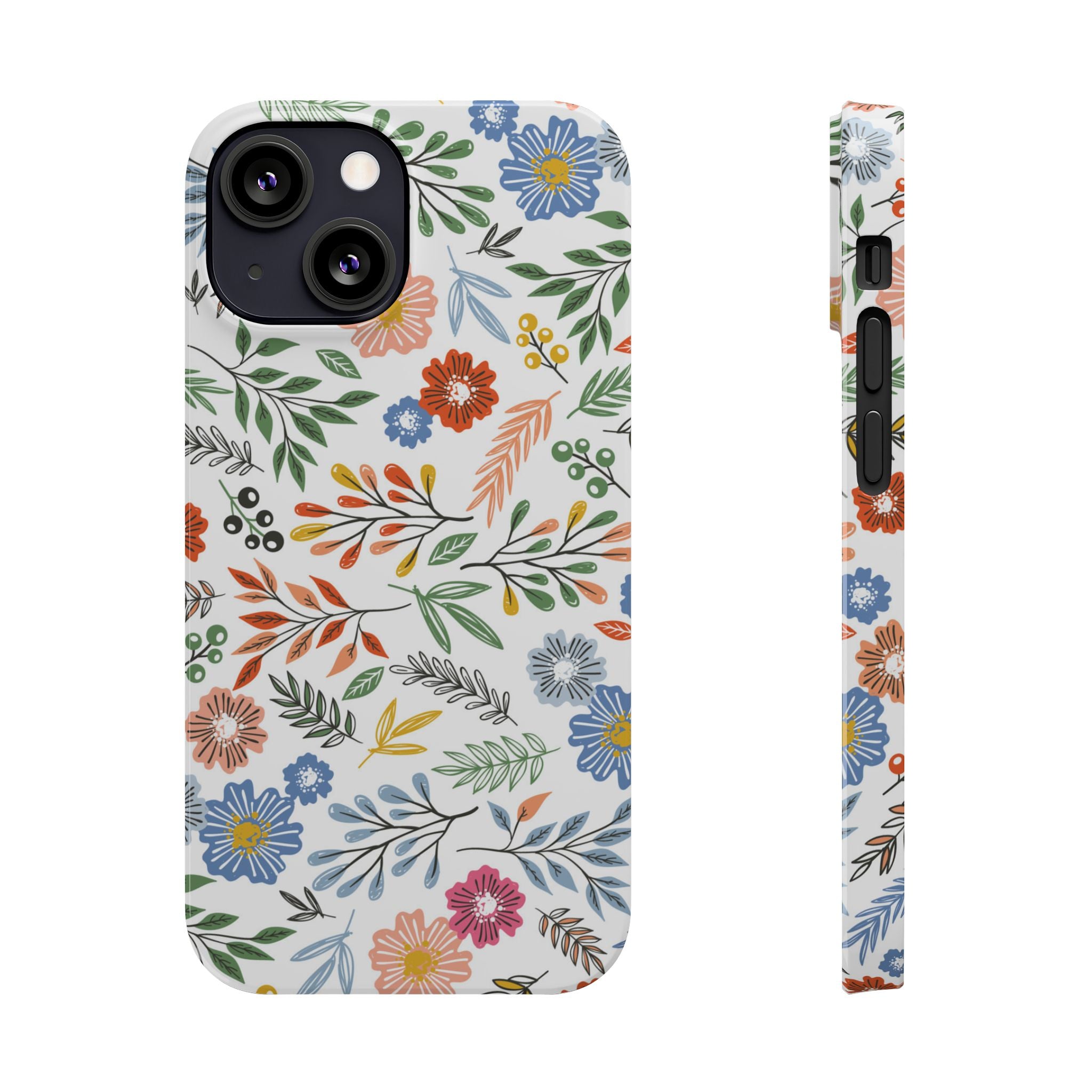 Slim Floral Phone Case — Colorful Hand-Drawn Wildflower Design