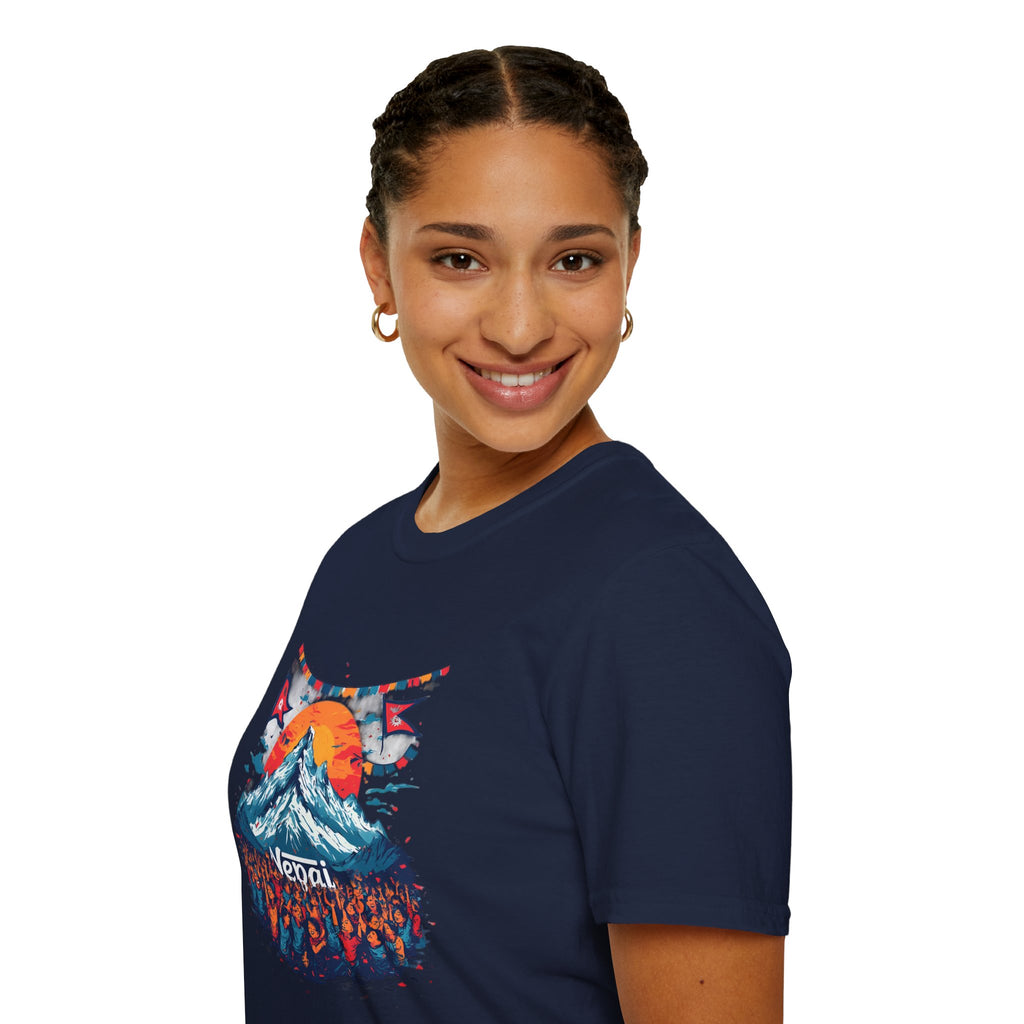 Nepal Mountain Sunrise T-Shirt — Retro Trekking Graphic Tee