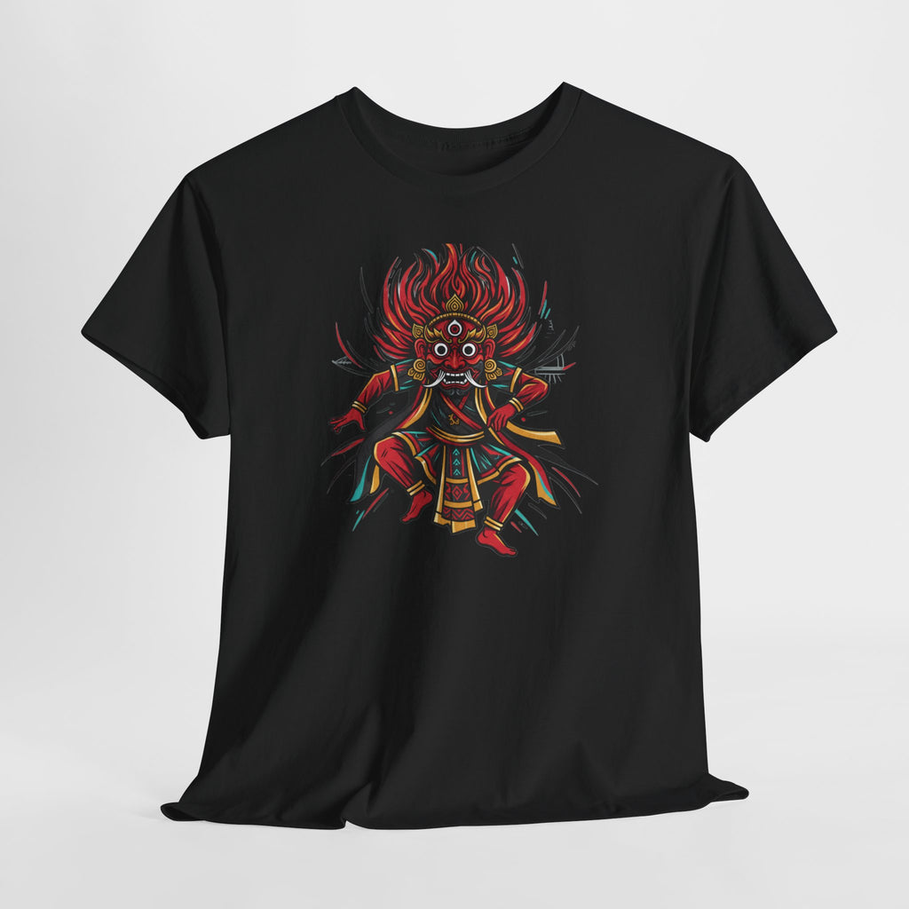 T-Shirt — Fierce Red Oni Demon Graphic Tee (Mythic Japanese Mask Design)