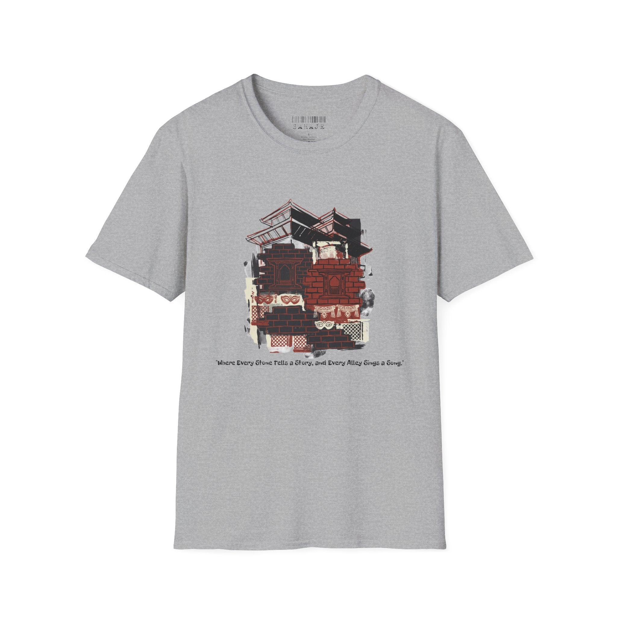 T-Shirt — Vintage Camper & Cabin Graphic Tee (“Woke 2 a New World & Now a Story” text)
