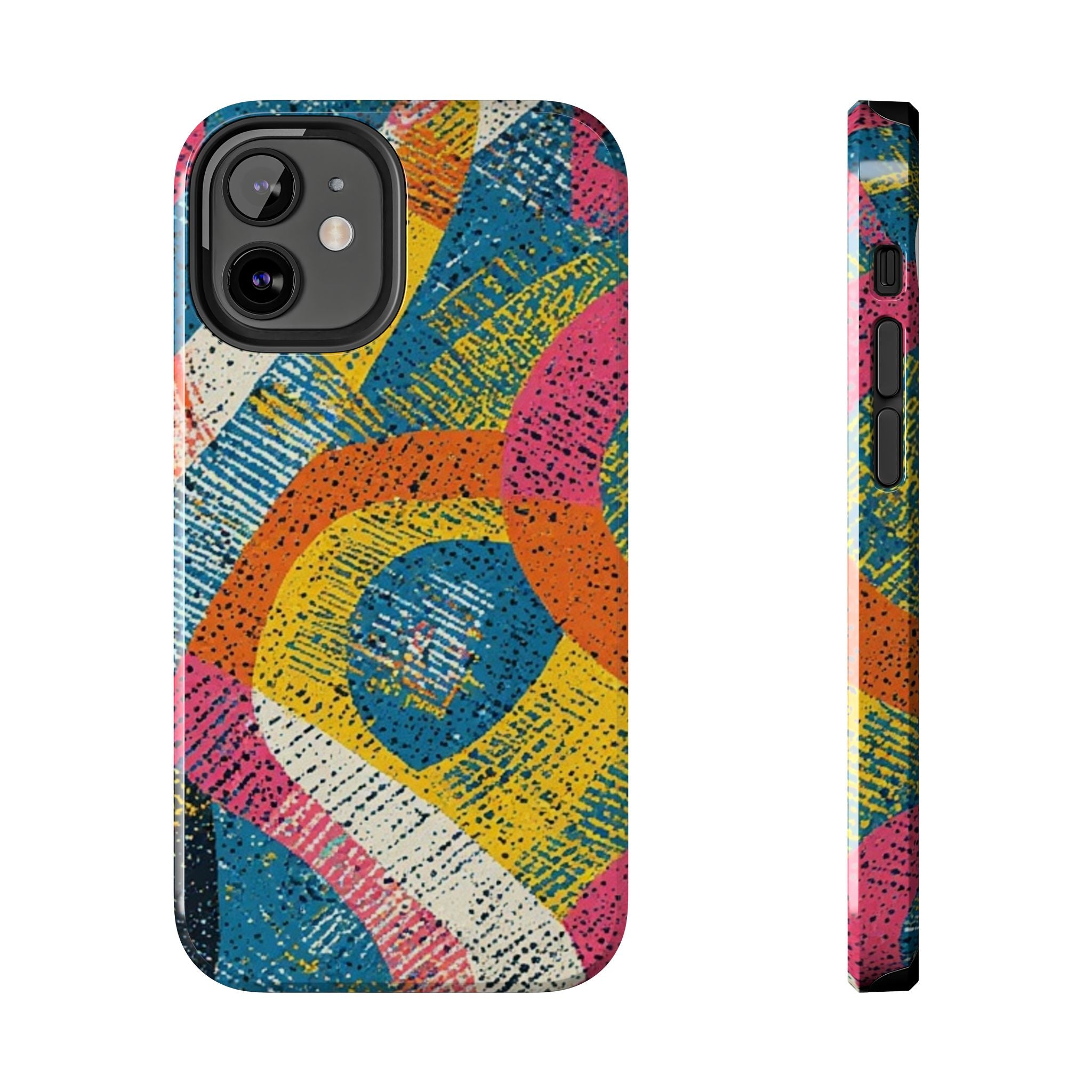 Bold Retro Abstract Tough Phone Case — Colorful Geometric Protective Cover
