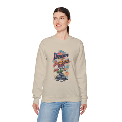 Dream Big Crewneck Sweatshirt — "Dream, Design, Draw" Inspirational Graphic