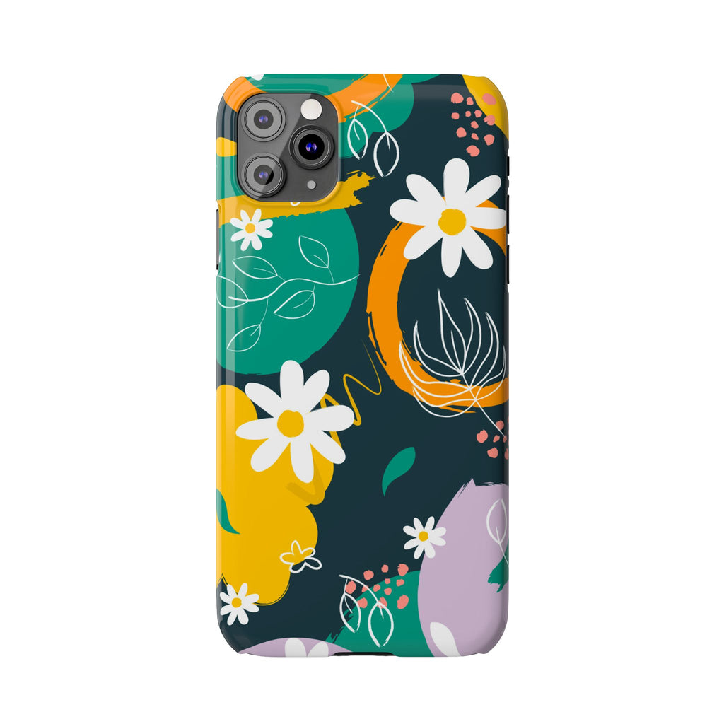 Floral Circle Slim Phone Case — Colorful Abstract Daisies Phone Cover