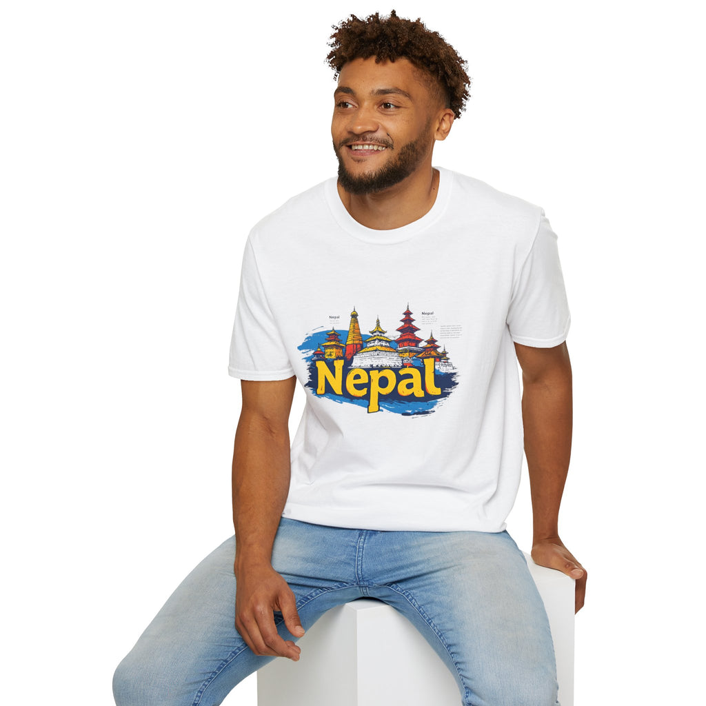 Nepal Temple Skyline T-Shirt – Nepali Cultural Heritage Graphic Tee, Travel & Spiritual Design