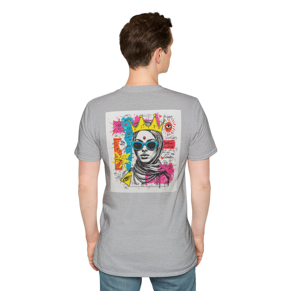 Street Art Portrait T-Shirt — Colorful Crowned Woman Graphic Tee