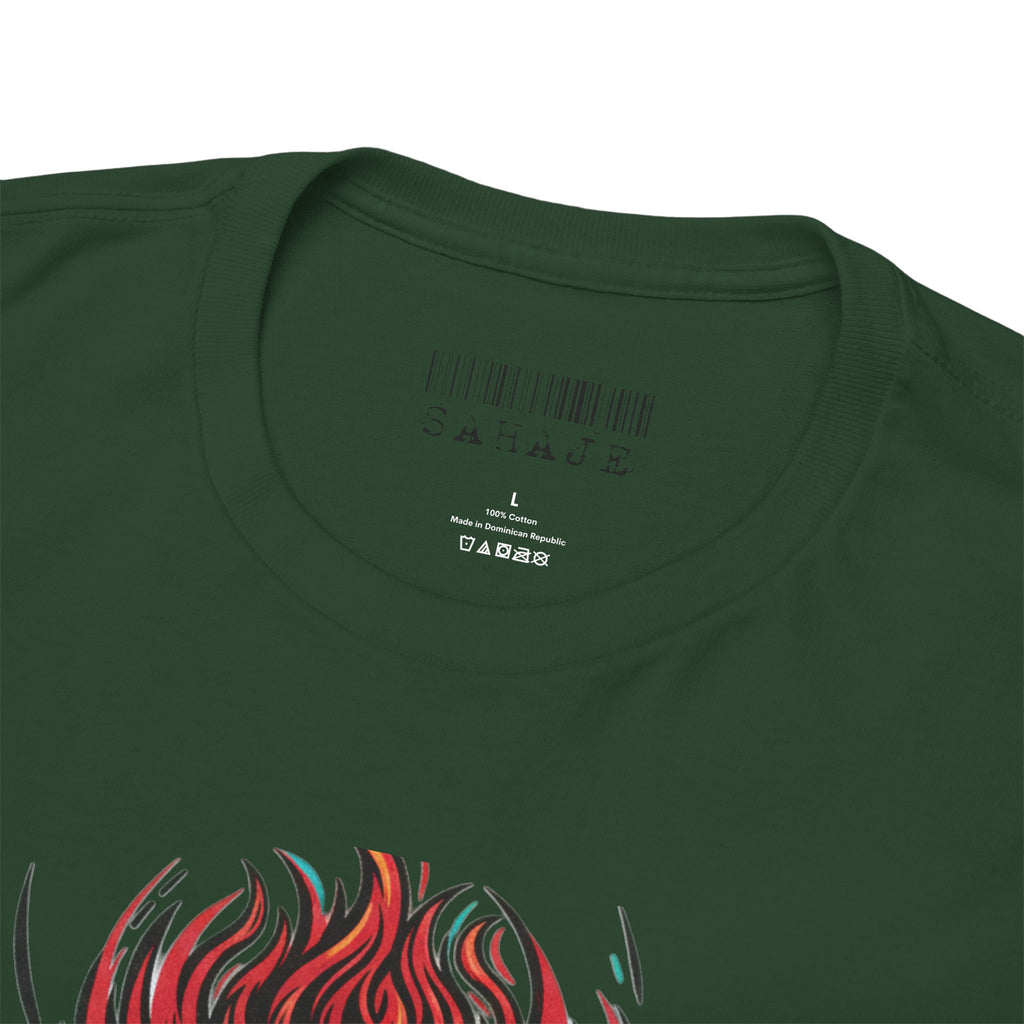 T-Shirt — Fierce Red Oni Demon Graphic Tee (Mythic Japanese Mask Design)