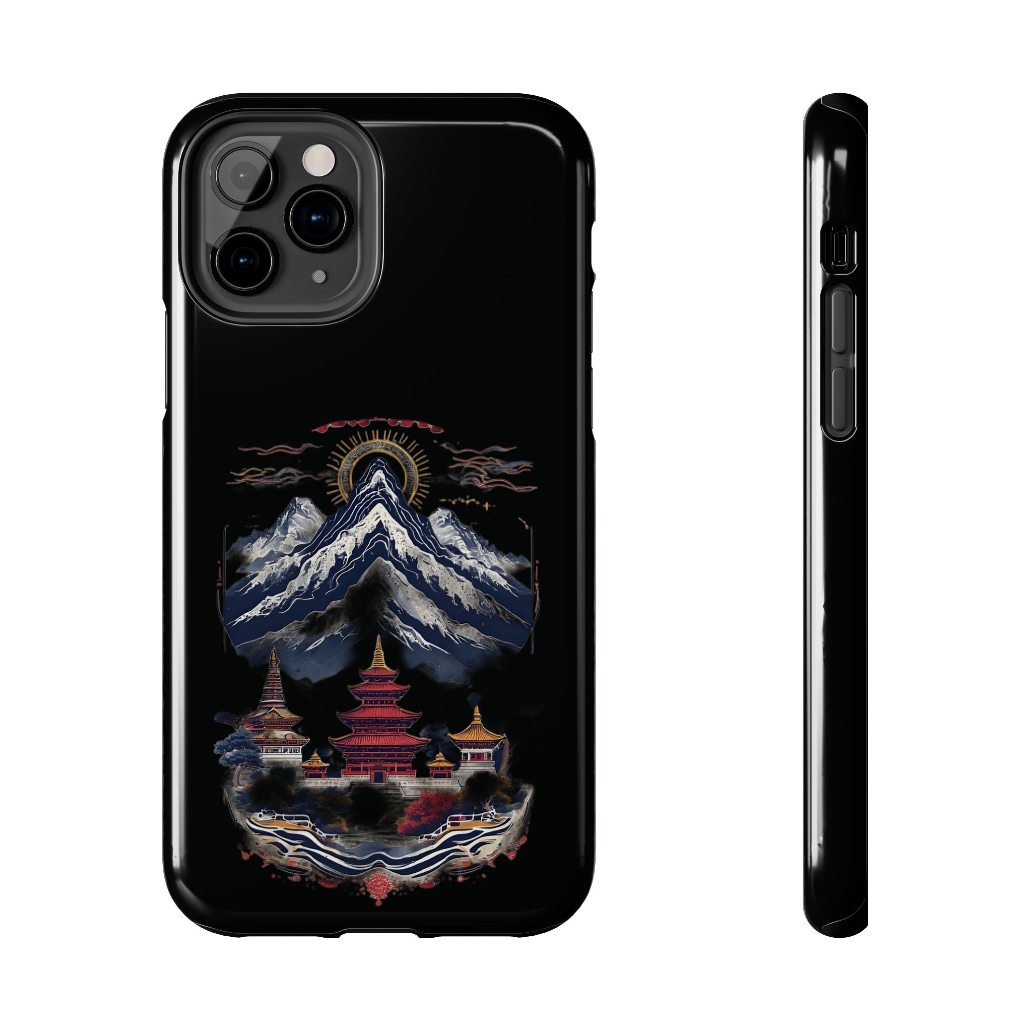 Mountain Temple Tough Phone Case — Japanese-Inspired Landscape Phone Cover