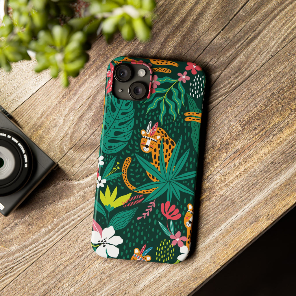 Slim Phone Case — Tropical Jungle Leopard Floral Pattern (Slim Protective Phone Cover)