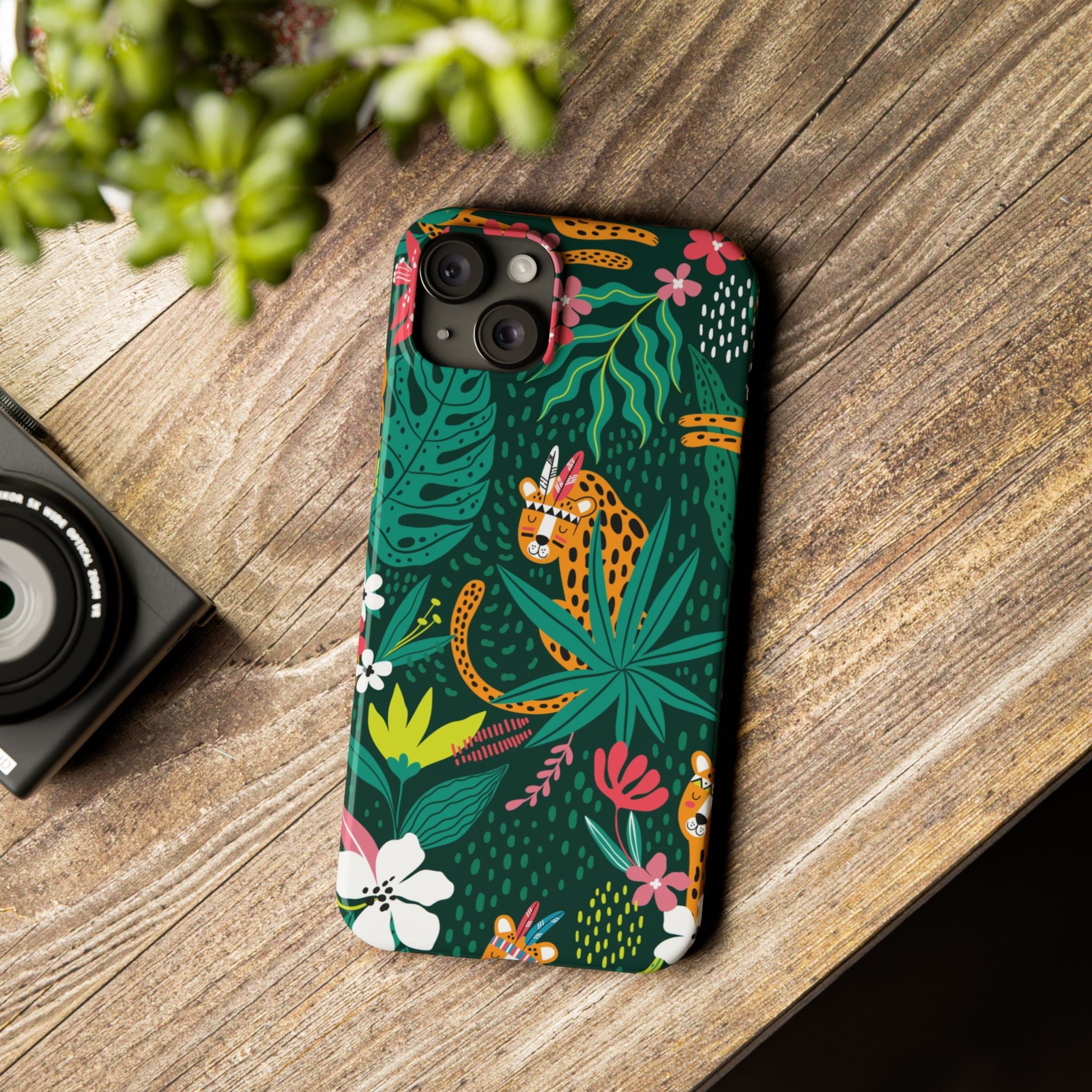 Slim Phone Case — Tropical Jungle Leopard Floral Pattern (Slim Protective Phone Cover)