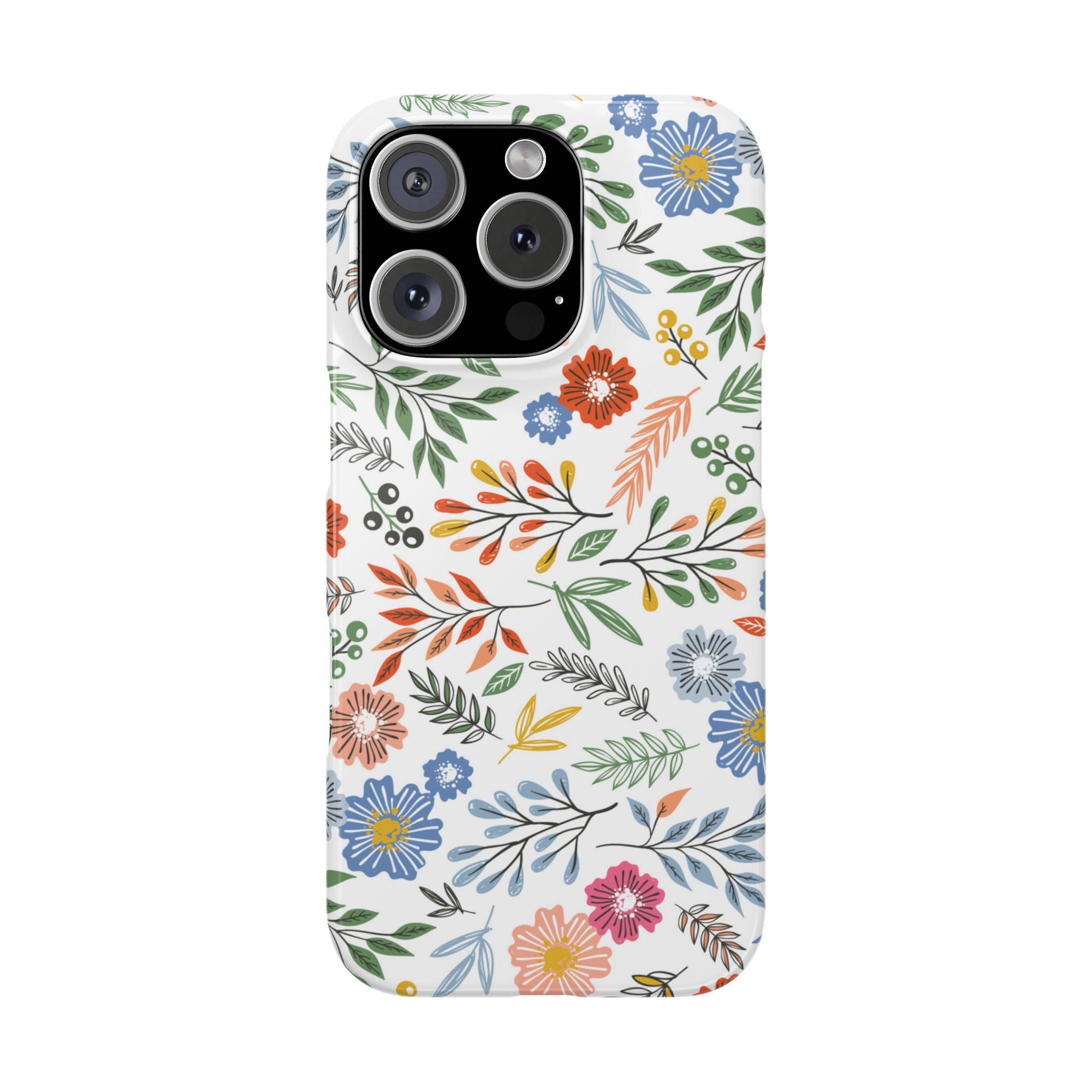 Slim Floral Phone Case — Colorful Hand-Drawn Wildflower Design