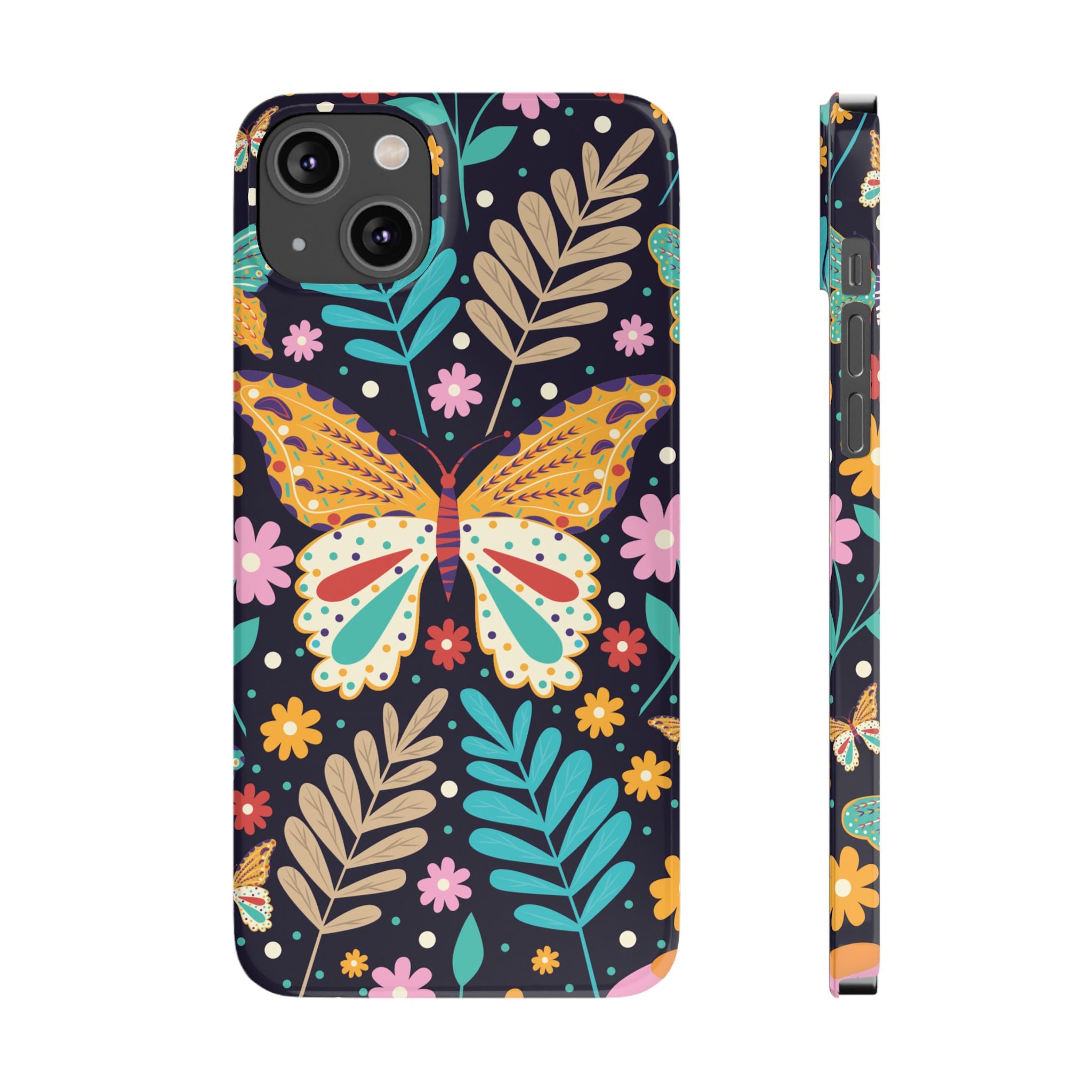Butterfly Floral Slim Phone Case — Colorful Boho Garden Design