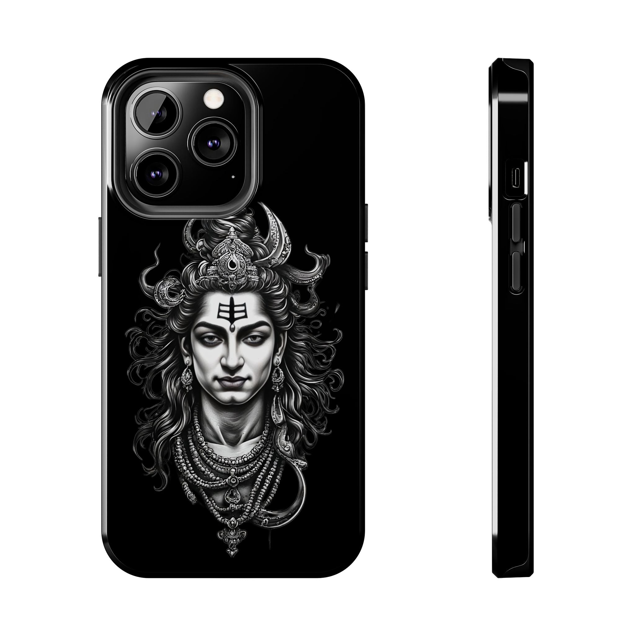 Phone Case — Intricate Lord Shiva Illustration on Black Tough Case