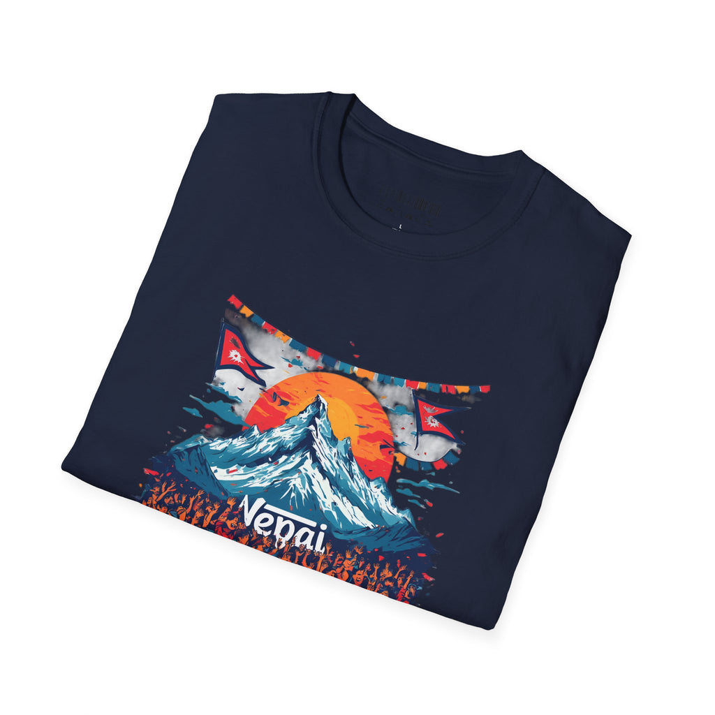 Nepal Mountain Sunrise T-Shirt — Retro Trekking Graphic Tee