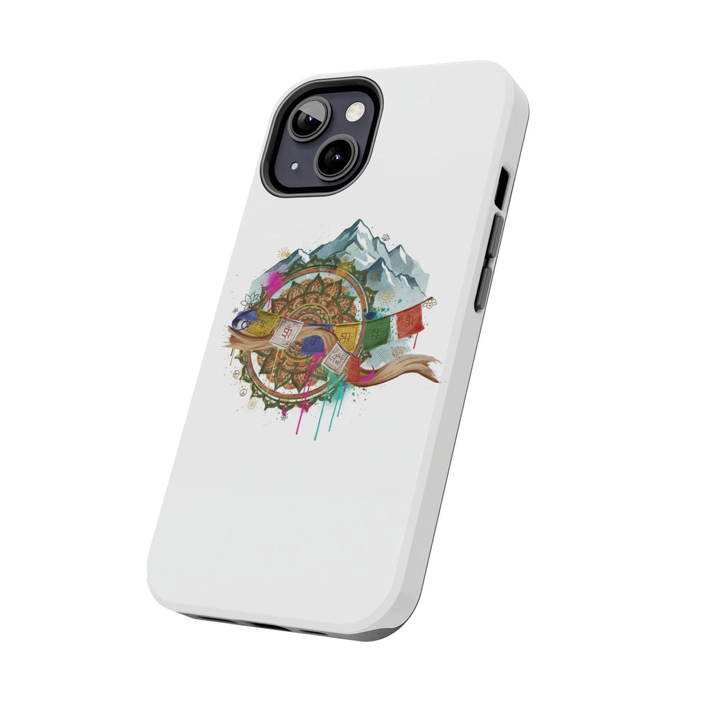 Mountain Compass Tough Phone Case with Prayer Flags & Fish Design