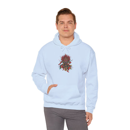 Demonic Oni Mask Hoodie — Japanese Demon Illustration Sweatshirt
