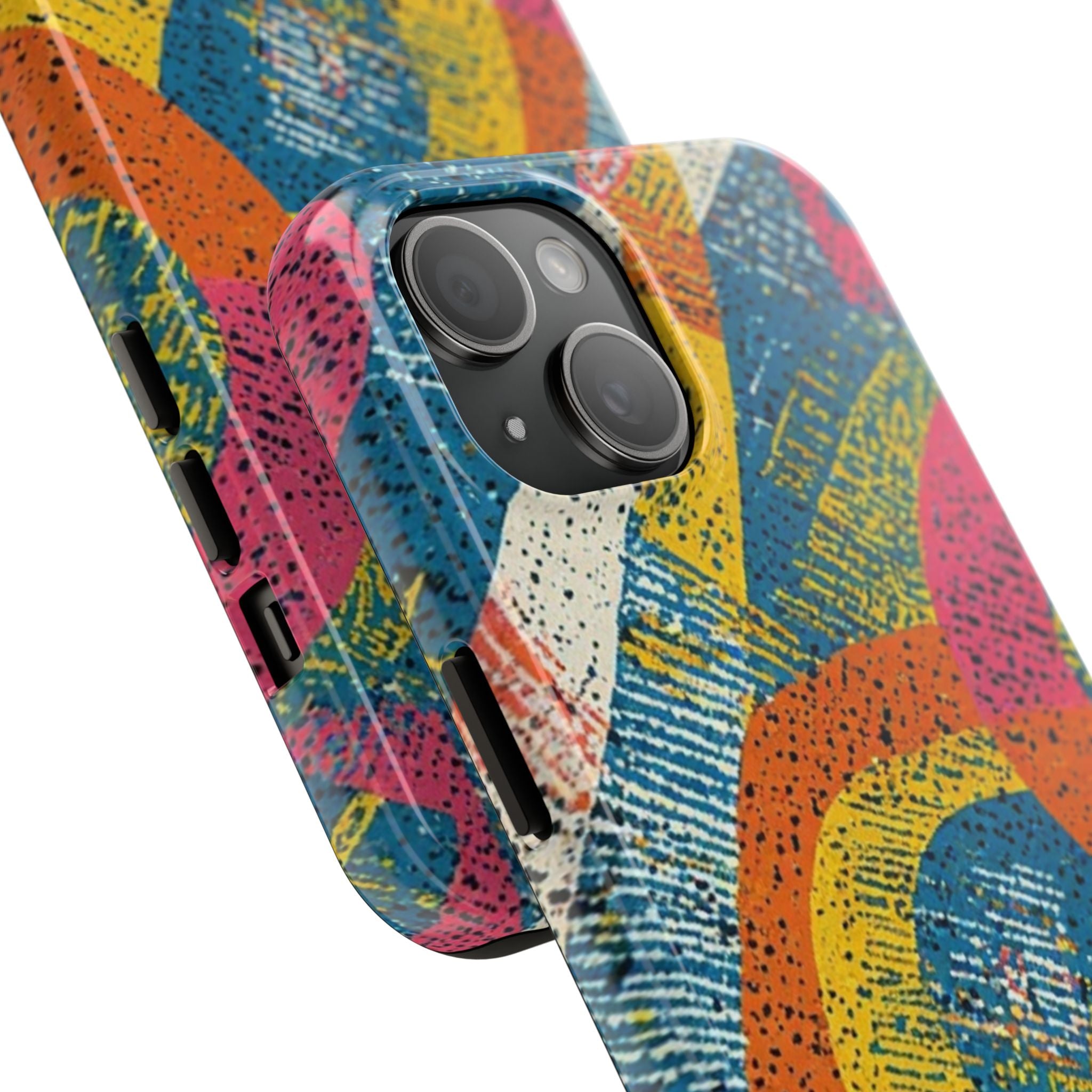 Bold Retro Abstract Tough Phone Case — Colorful Geometric Protective Cover