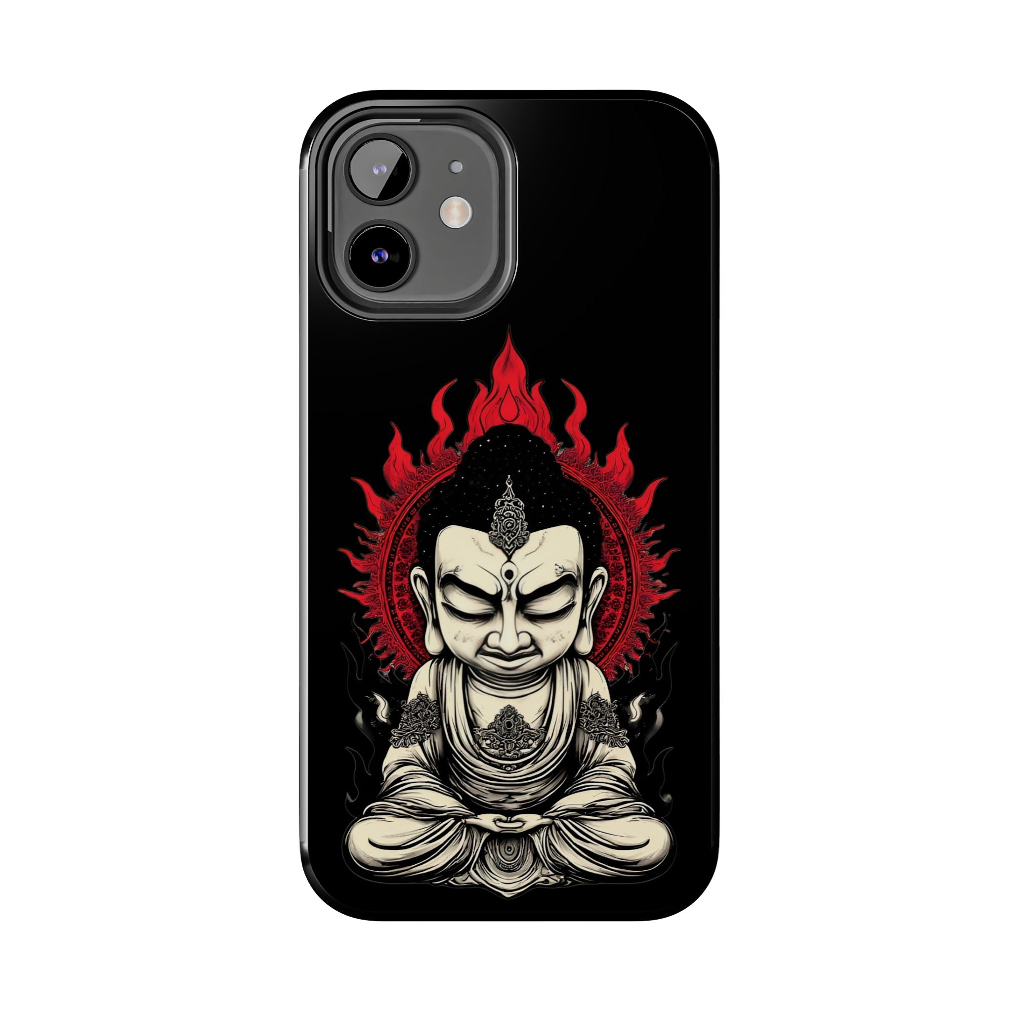Meditative Buddha Tough Phone Case — Red Flame Zen Protection