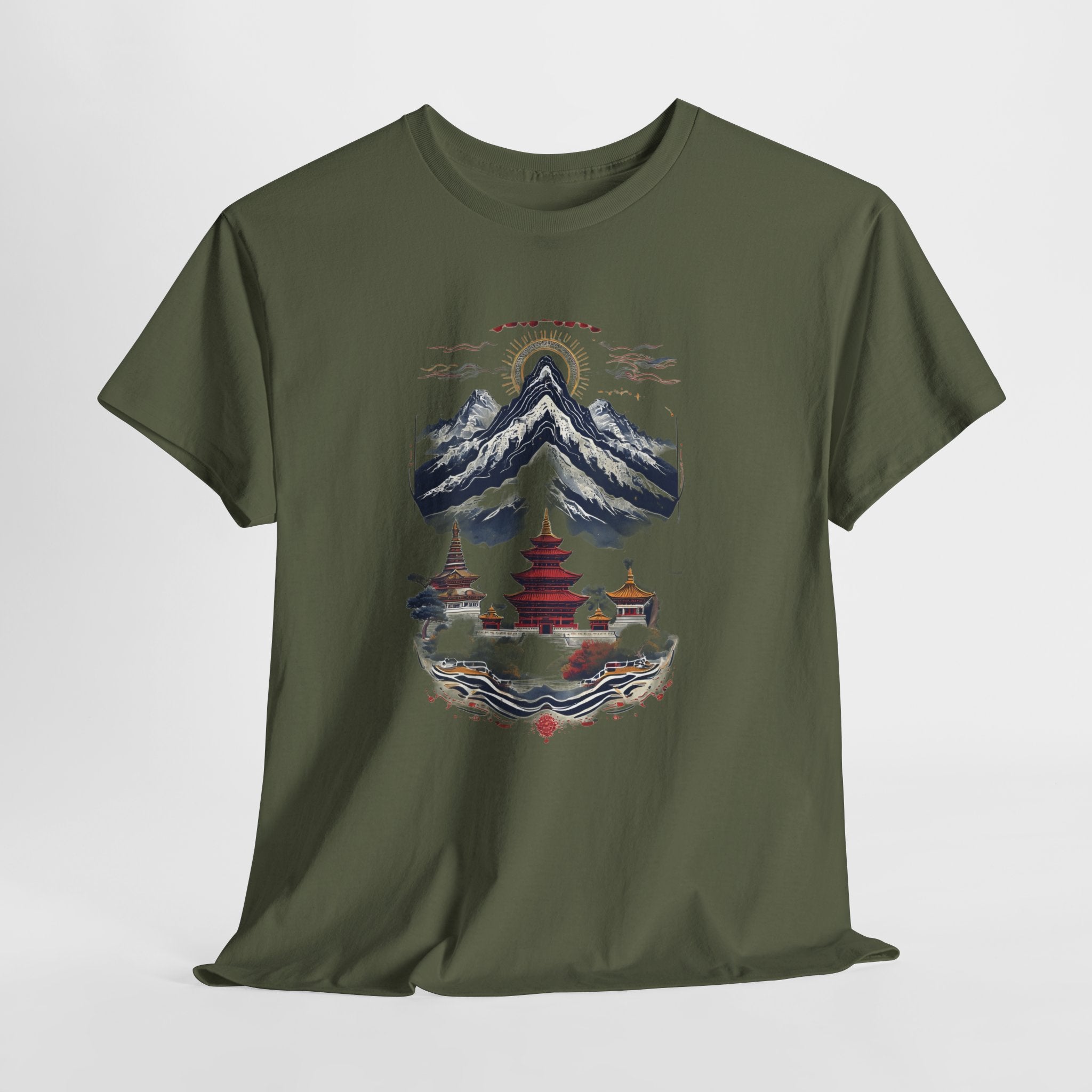 Japanese Mountain Pagoda T-Shirt — Zen Temple Landscape Tee
