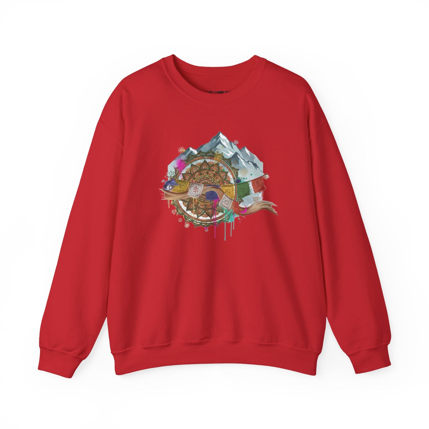 Adventure Mountain Crewneck Sweatshirt — Colorful Hiking Compass & Peaks Design