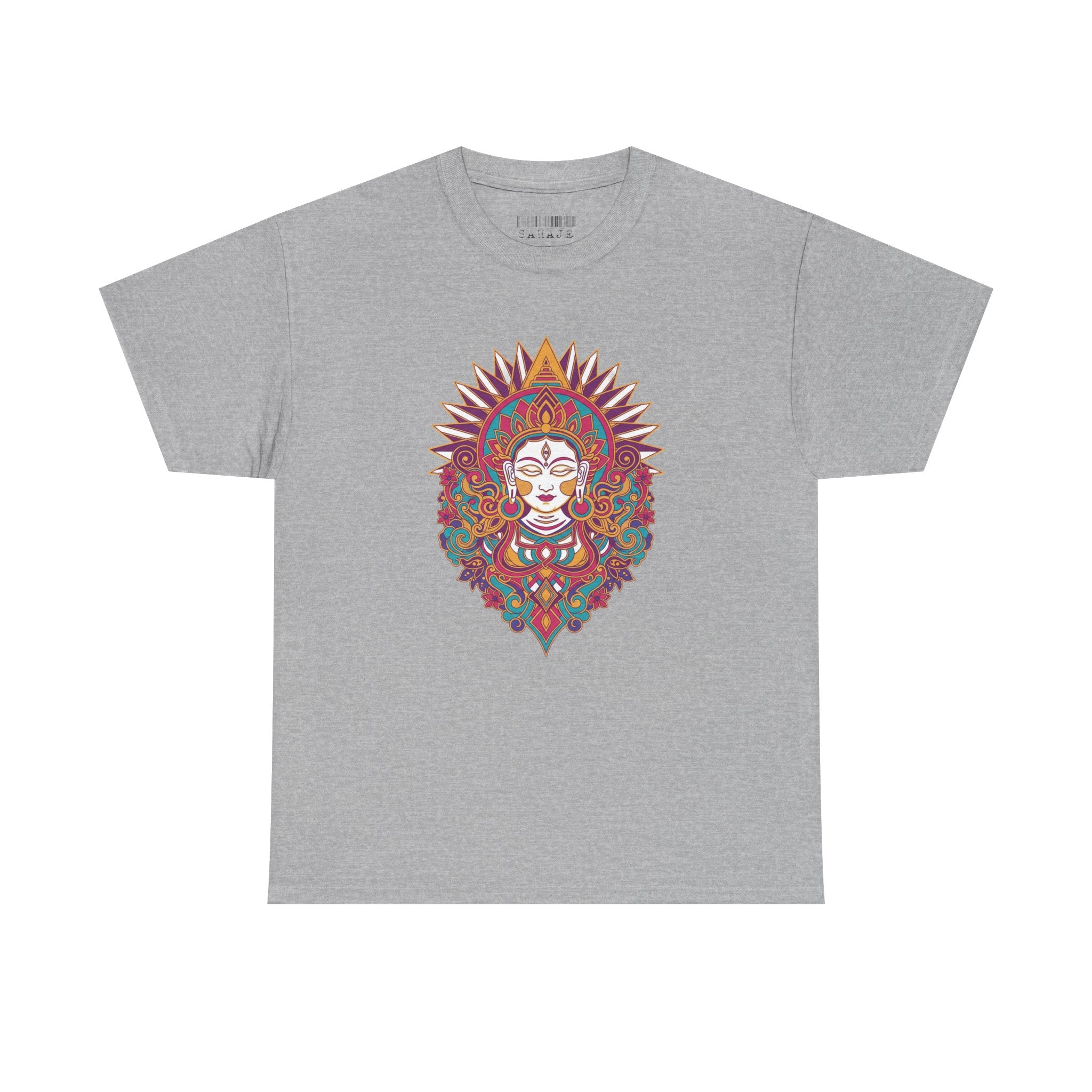 Spiritual Goddess Sun Mandala Tee — Colorful Boho Yoga T‑Shirt