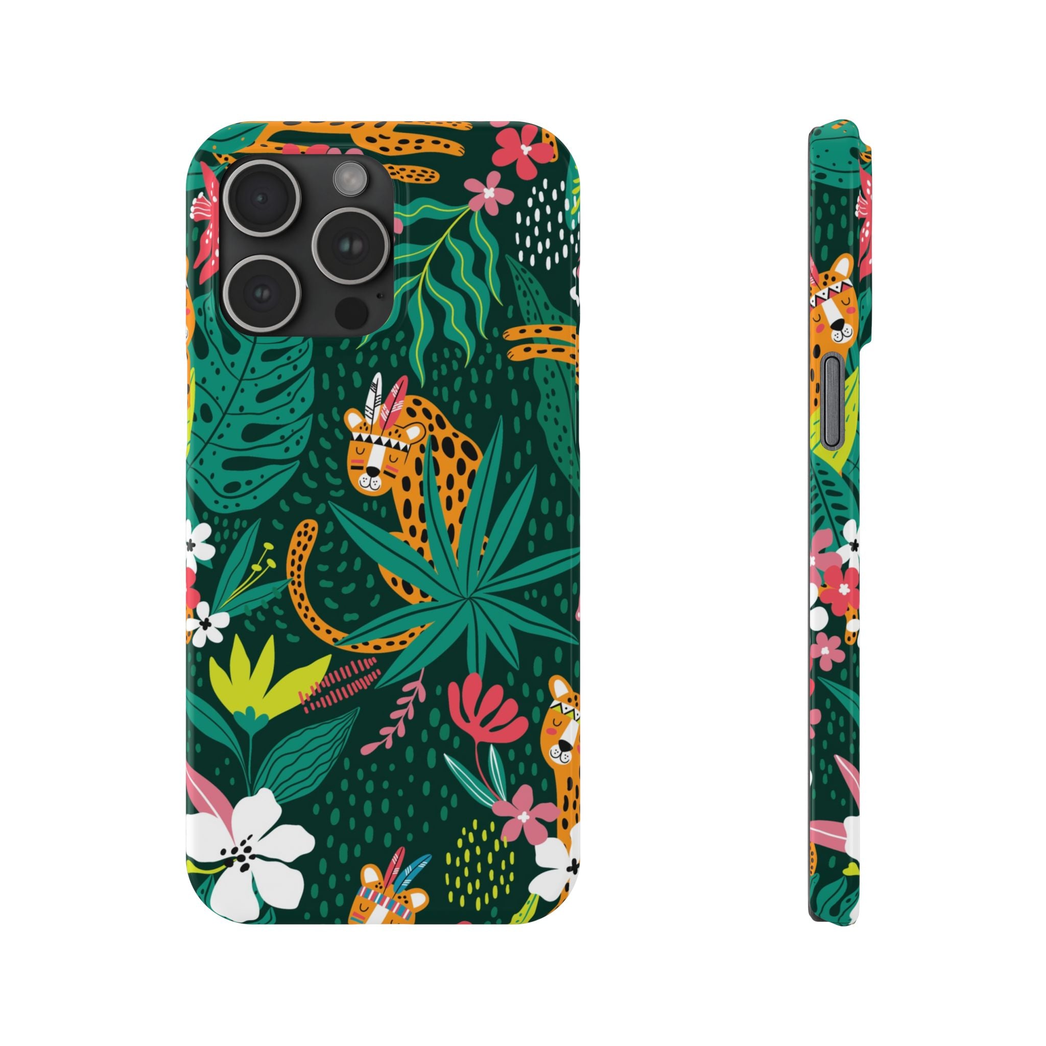 Slim Phone Case — Tropical Jungle Leopard Floral Pattern (Slim Protective Phone Cover)