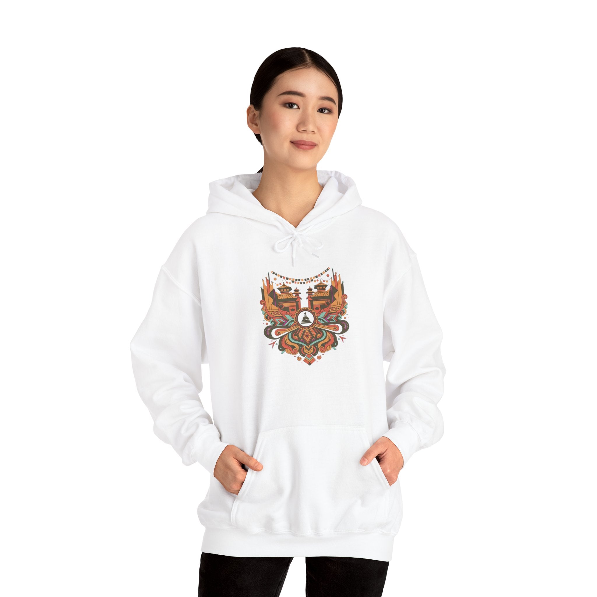 Spiritual Mandala Buddha Hoodie — Colorful Meditation Graphic Sweatshirt