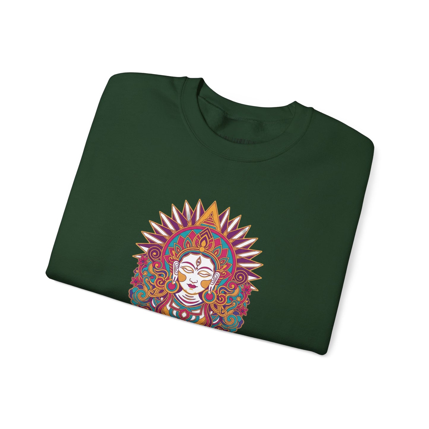 Crewneck Sweatshirt — Colorful Mandala Goddess Graphic