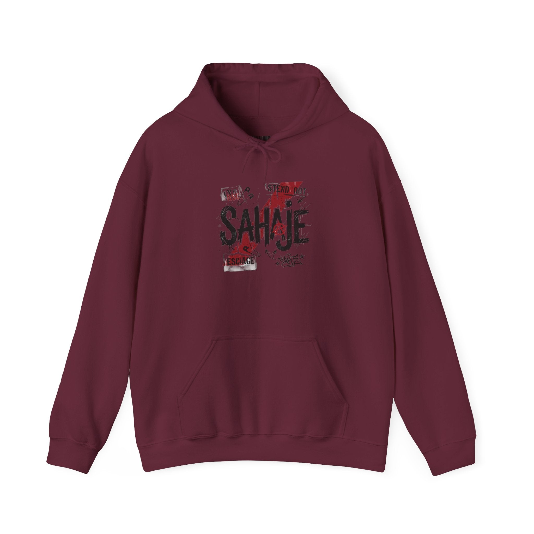 Sahaje Graphic Hoodie – Distressed Vintage Script Pullover