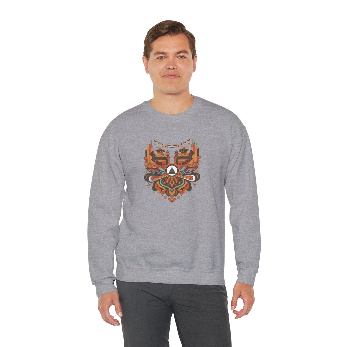 Vintage Tribal Fox Sweatshirt — Geometric Forest Animal Crewneck