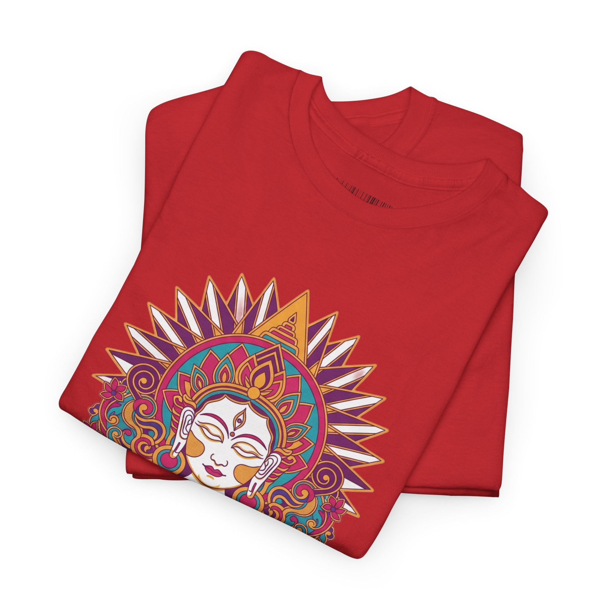 Spiritual Goddess Sun Mandala Tee — Colorful Boho Yoga T‑Shirt