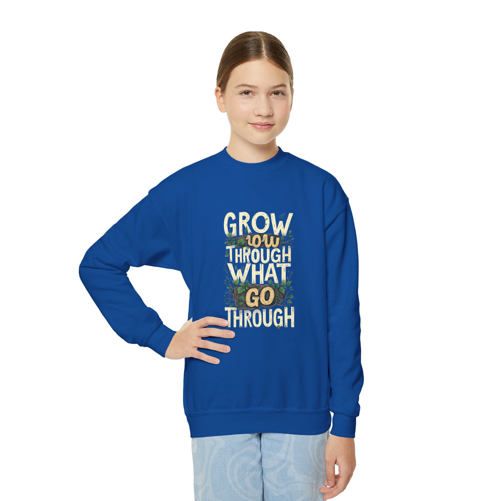 Youth Crewneck "Grow Slow, Go Far" Floral Sweatshirt