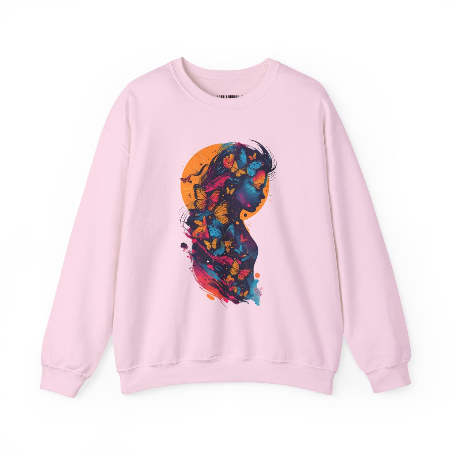 Butterfly Silhouette Crewneck Sweatshirt — Colorful Butterfly Profile Graphic