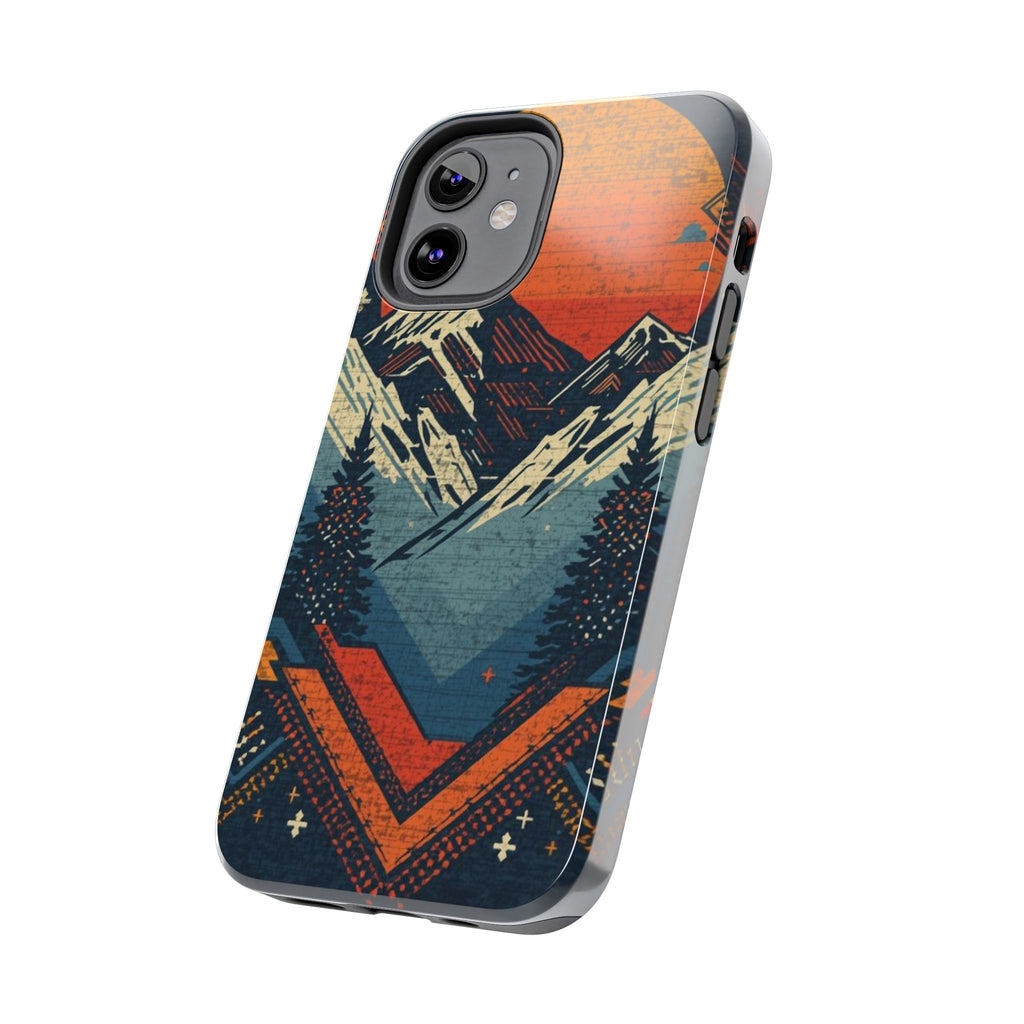 Tough Phone Case — Retro Mountain Sunset Design