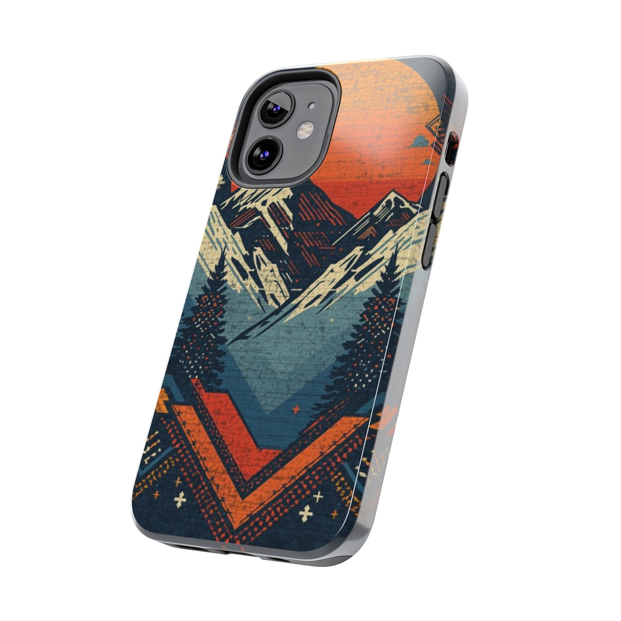 Tough Phone Case — Retro Mountain Sunset Design