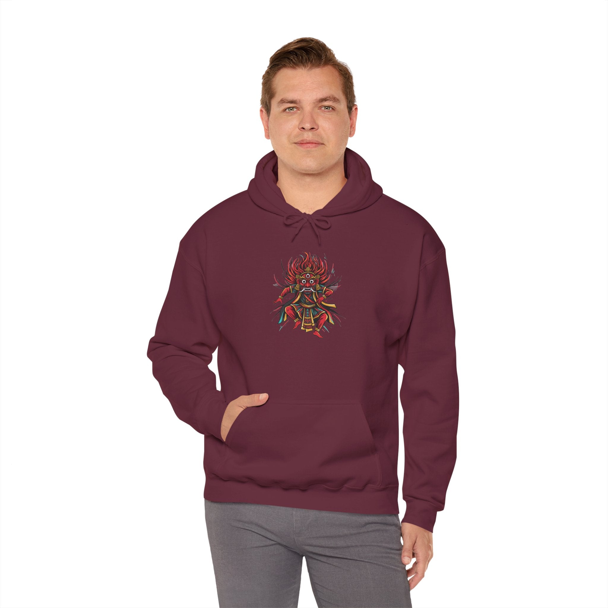 Demonic Oni Mask Hoodie — Japanese Demon Illustration Sweatshirt