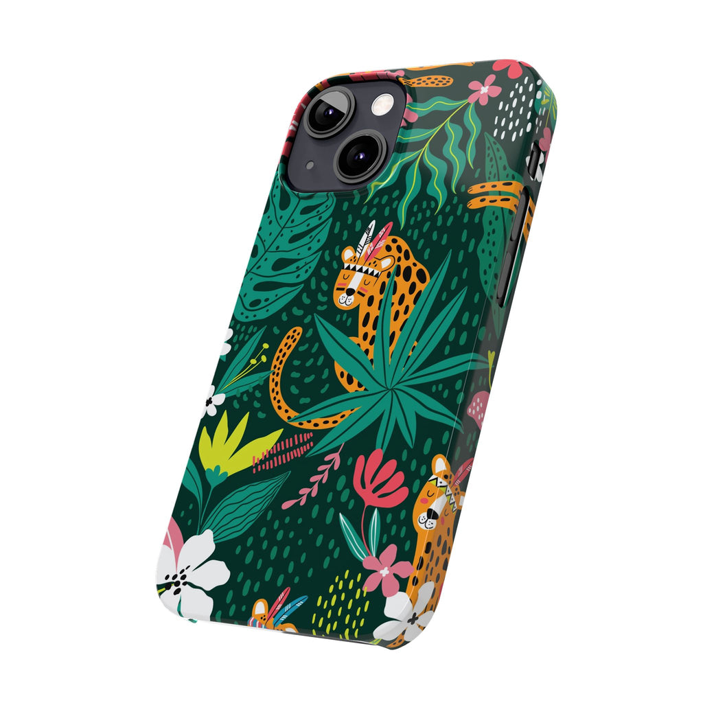Slim Phone Case — Tropical Jungle Leopard Floral Pattern (Slim Protective Phone Cover)