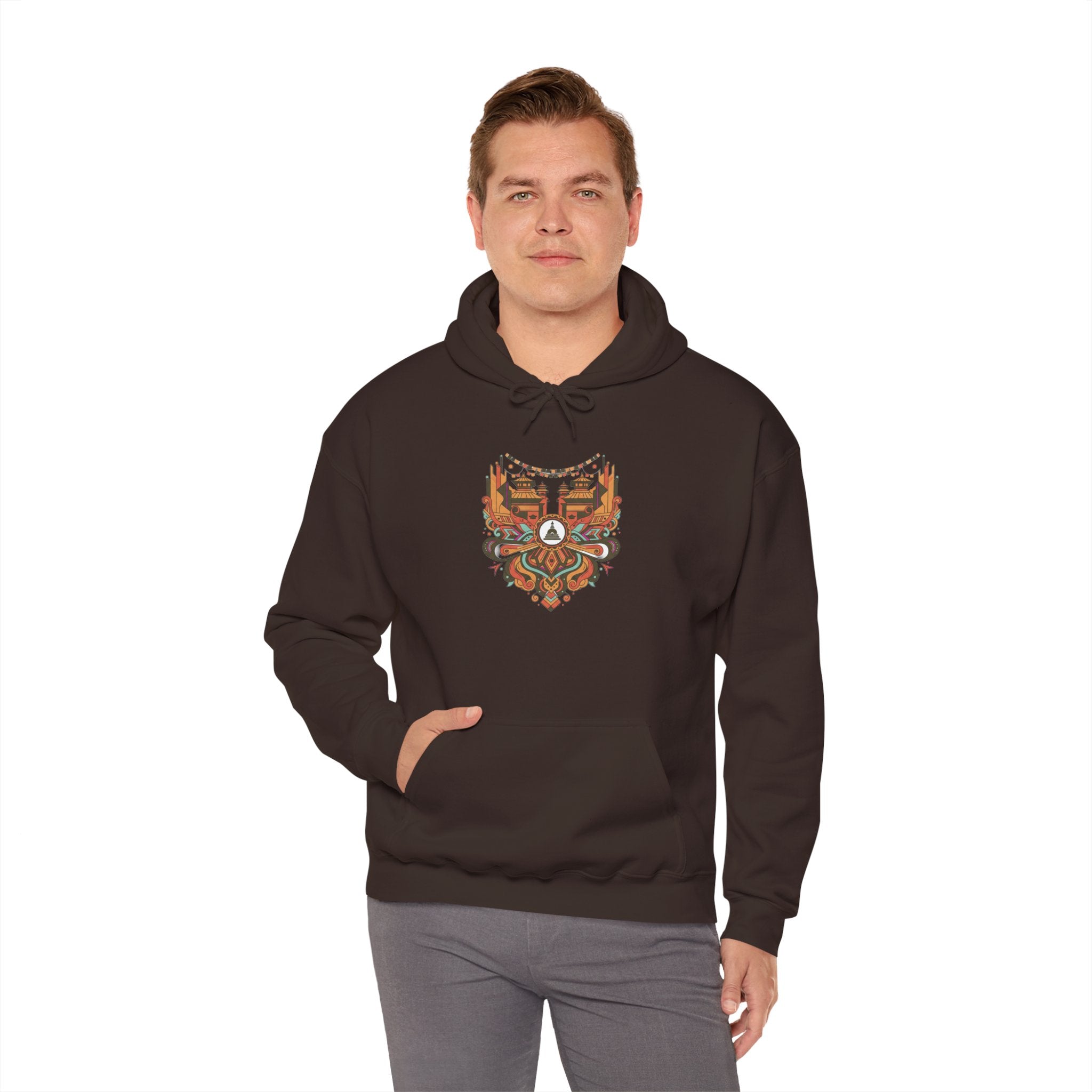 Spiritual Mandala Buddha Hoodie — Colorful Meditation Graphic Sweatshirt