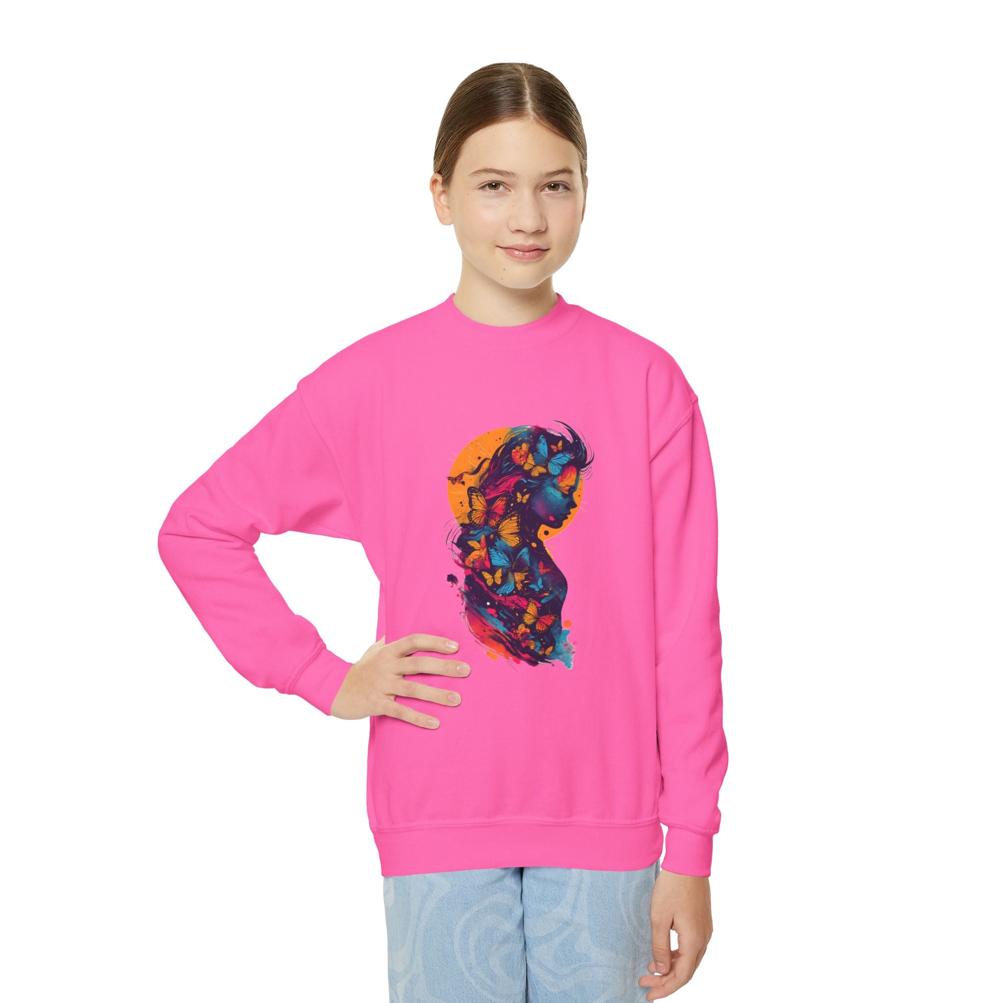 Youth Sweatshirt — Colorful Astronaut Silhouette Crewneck