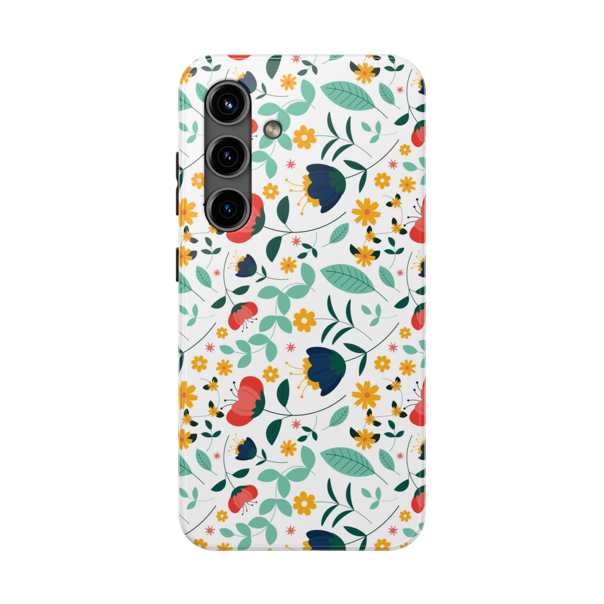 Floral Pattern Tough Phone Case — Colorful Spring Flowers Phone Cover