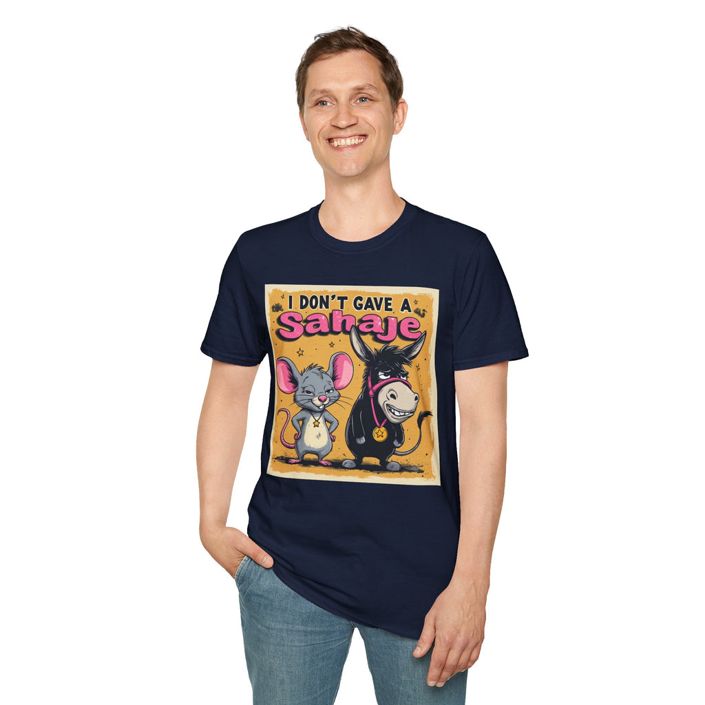 Don’t Give a Satrage T-Shirt — Funny Mouse & Donkey Cartoon Tee