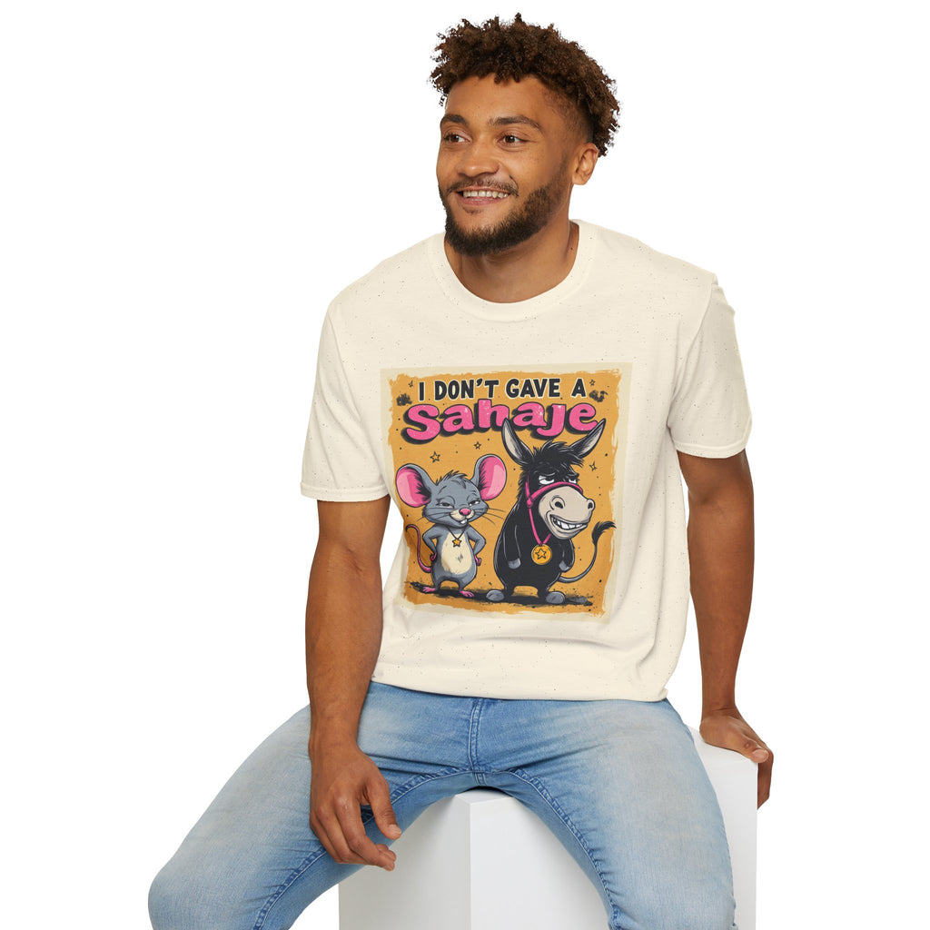 Don’t Give a Satrage T-Shirt — Funny Mouse & Donkey Cartoon Tee