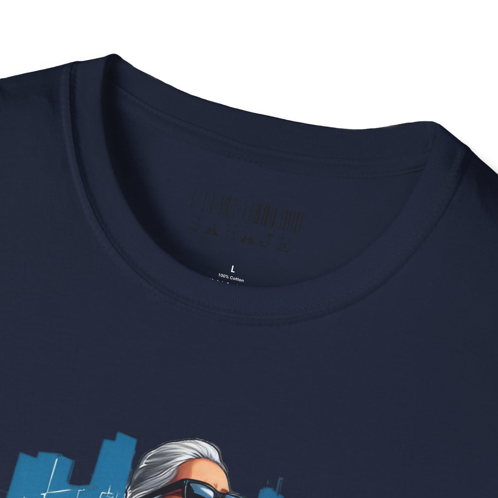Newa Maicha Riding Scooter T-Shirt – Newari Woman in New York Graphic Tee, Cultural & Urban Design