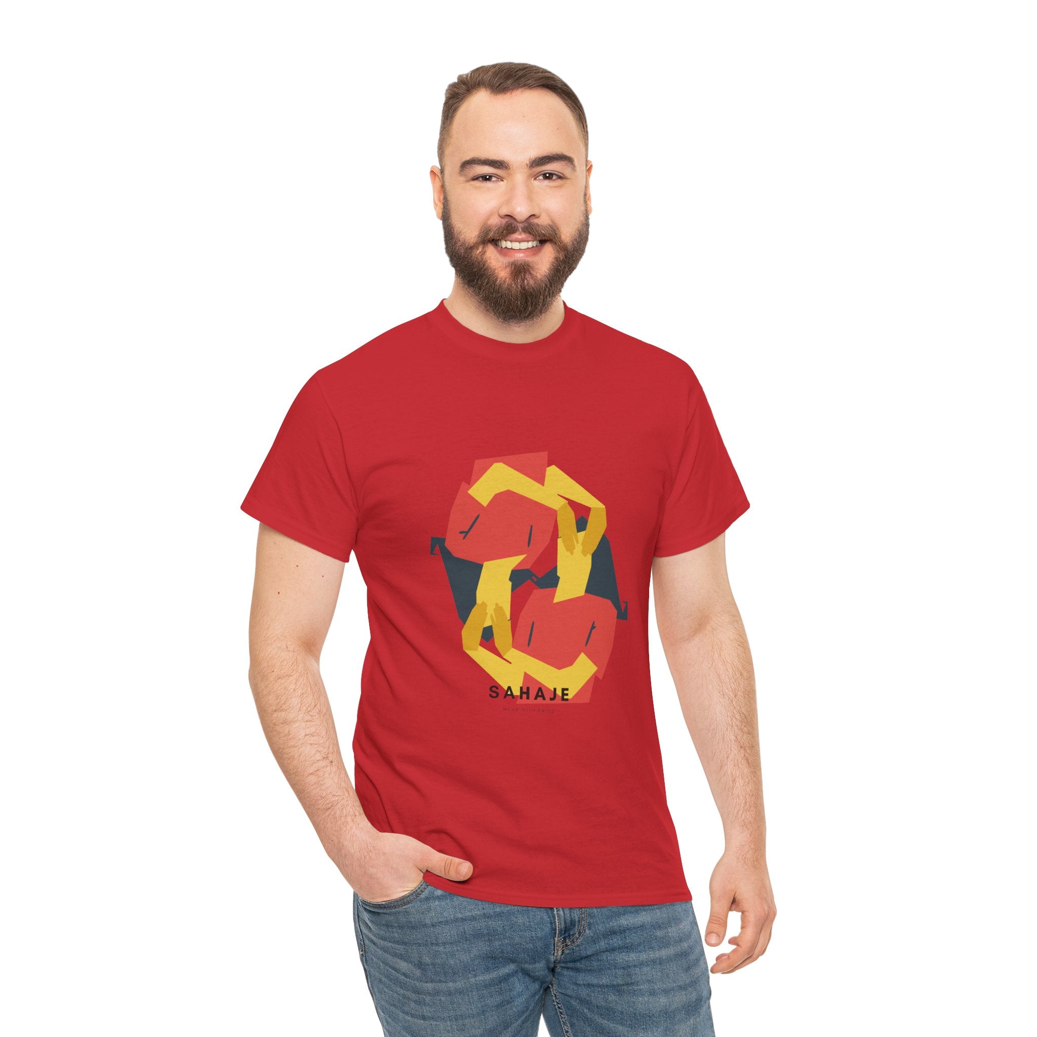 Geometric Fox Tee — Stylized Red & Yellow Fox Illustration T-Shirt