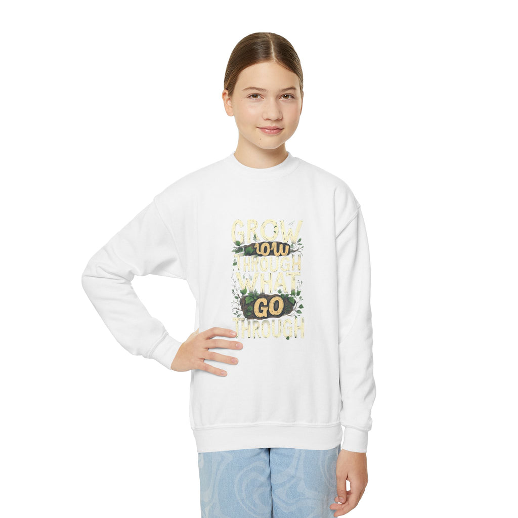 Youth Crewneck "Grow Slow, Go Far" Floral Sweatshirt