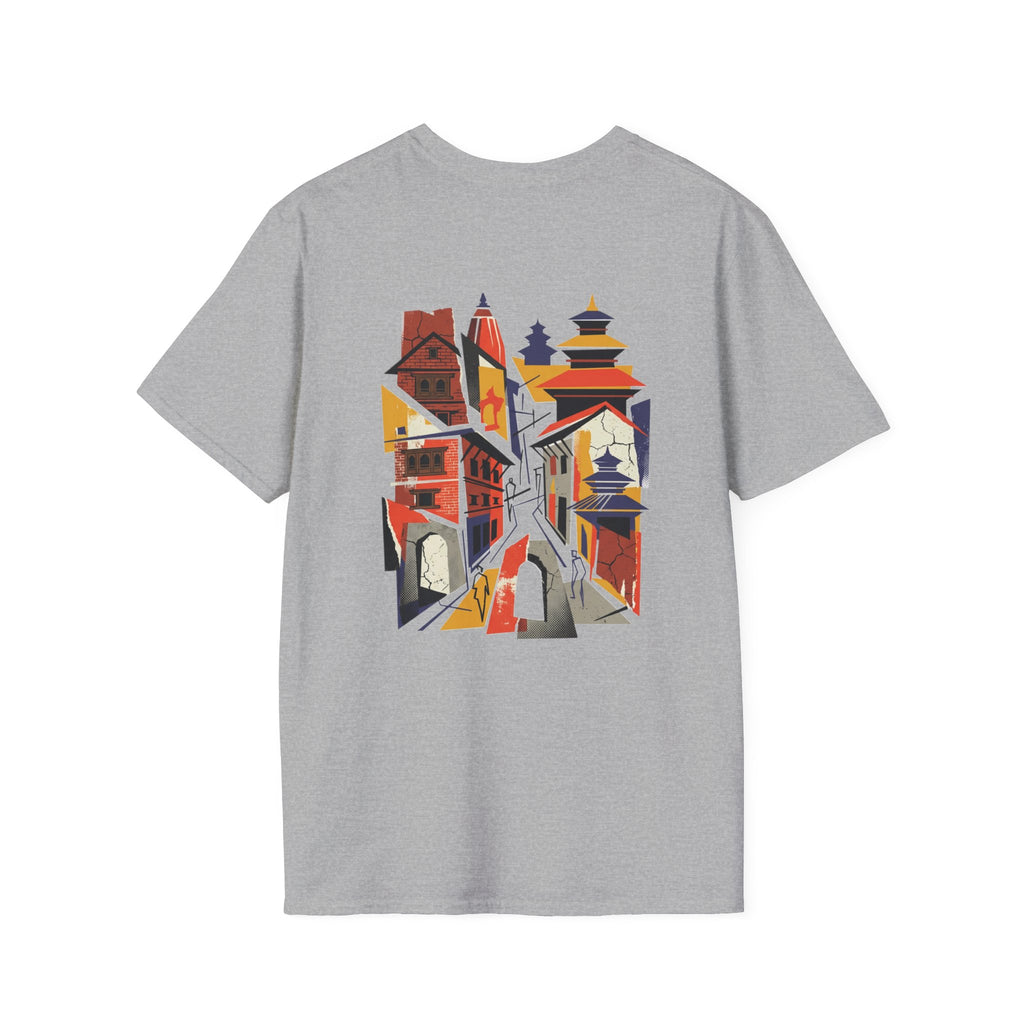 Nepal Street Scene T-Shirt — Colorful Kathmandu Illustration Tee