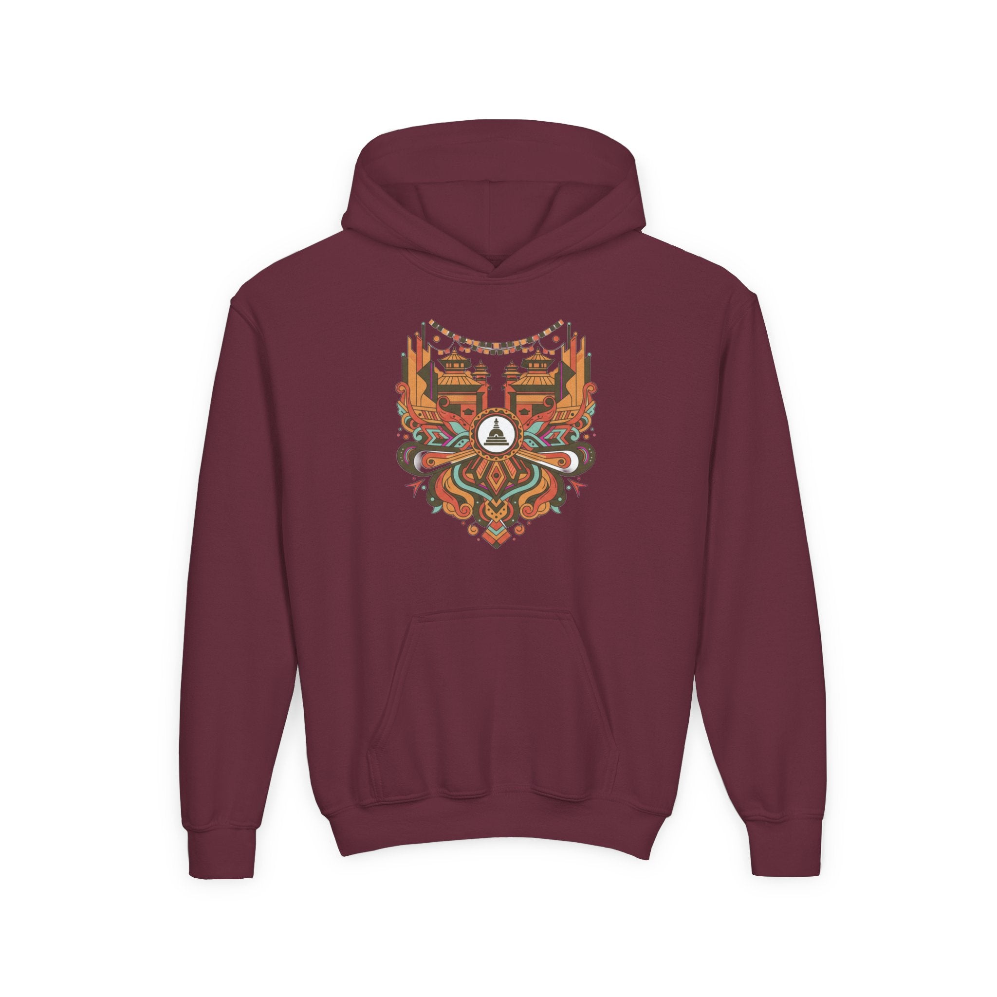 Youth Hoodie — Rustic Peace Mandala Graphic