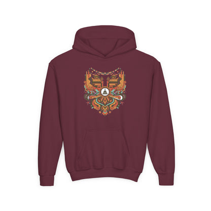 Youth Hoodie — Rustic Peace Mandala Graphic